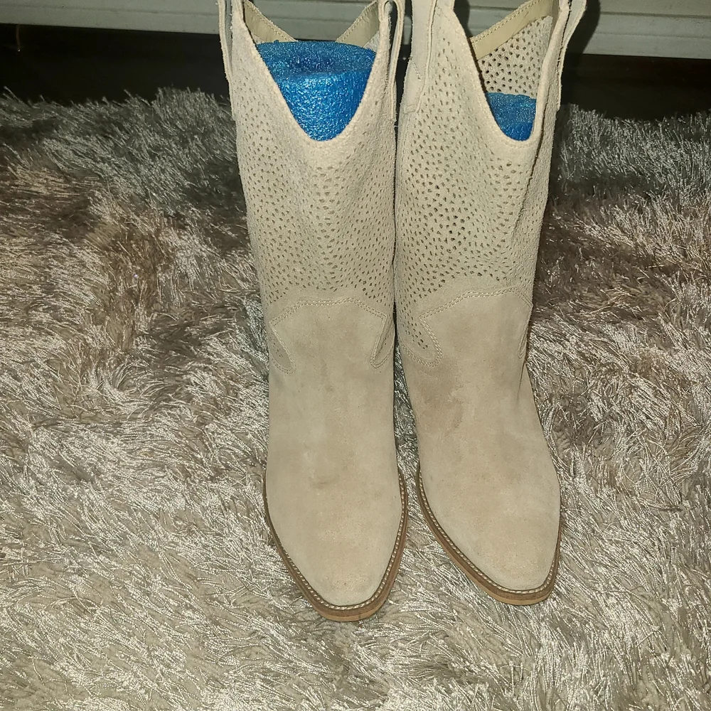 BCBG Beige Western Ankle Boots - Picture 2 of 9